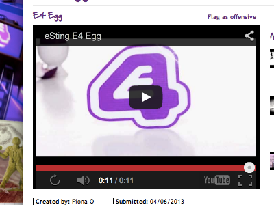 Esting On Channel 4 Website e4 t.v. ident egg esting channel 4 graphic design motion graphics photoshop premier pro purple stop motion visual communicaitons w.i.t.
