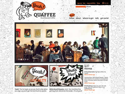 Dribbble Web Shot black and white branding coffee roasters college graphic design illustration ireland orange pug speech bubbles student web design