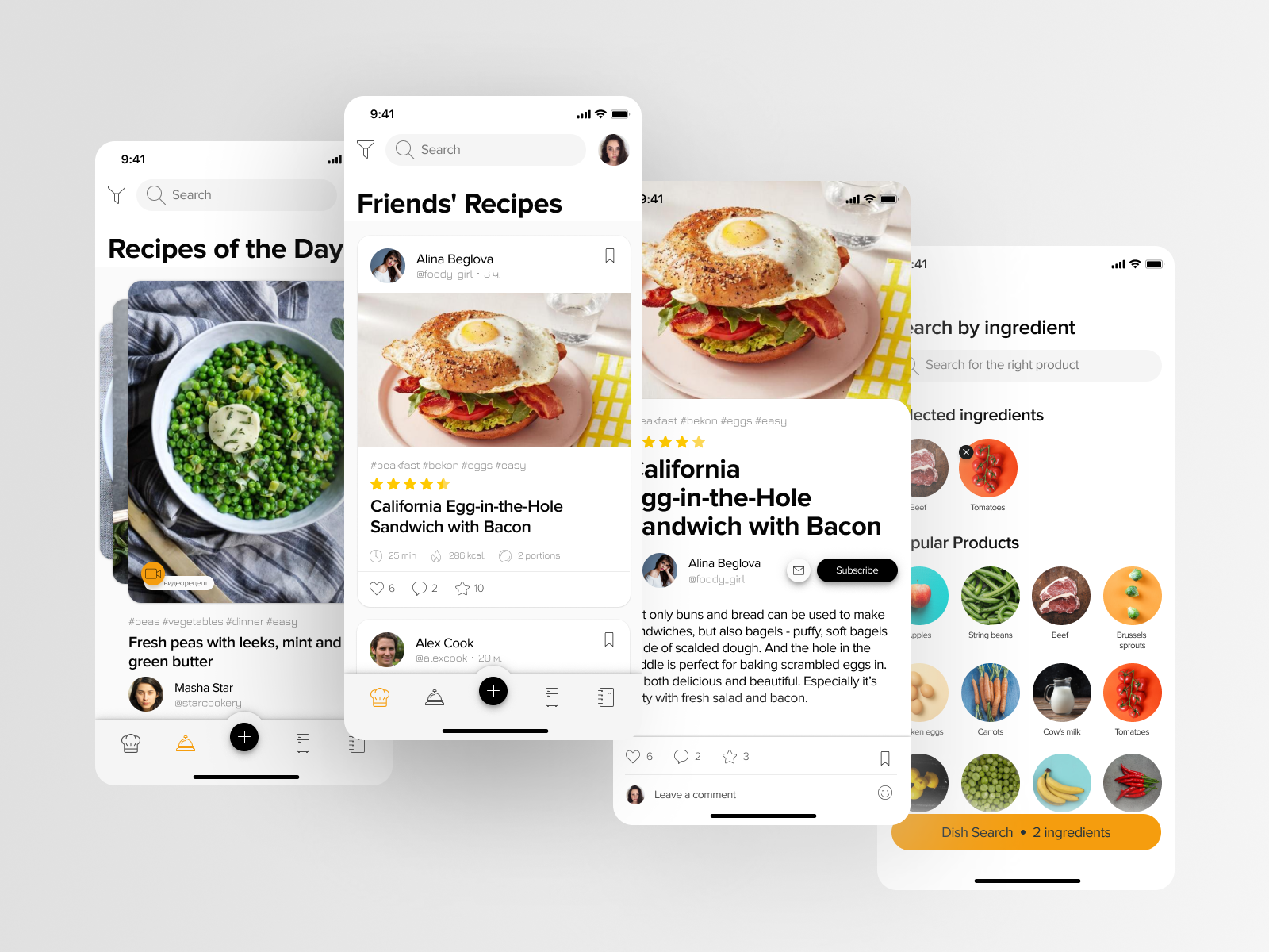 Culinary social network app by Ollee Molee on Dribbble