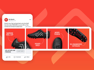 Ida Sports FB Carousel Mockup adobe adobe photoshop advertising digital advertising facebook ad football boots shopping