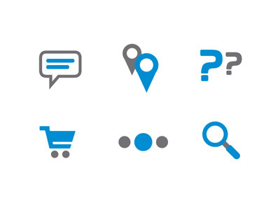 SLDR Icons cart icons locate locator message question registration search