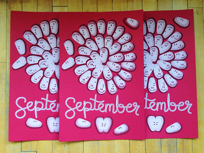 September Apples apples calendar handlettering illustration printmaking screenprint september