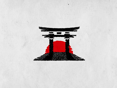 Torii gate gate japan logo red sun torri traditional vintage