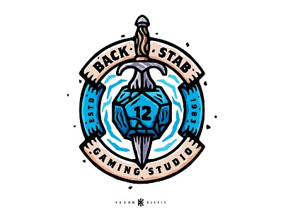Backstab Gaming Studio badge branding dagger dice dnd dusan klepic fantasy games gaming graphic design logo rpg