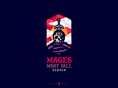 Mages Must Fall Studio branding dagger fall fantasy gamer games gaming logo mage magic rpg skull spell