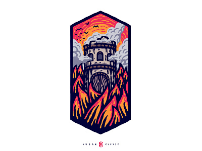 Burning Tower Studio branding burn fantasy fire fort game gaming illustration logo studio tower