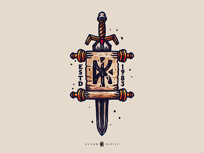 Dusan Klepic branding dk dusan klepic fantasy game gaming logo magic monogram scroll sword vintage