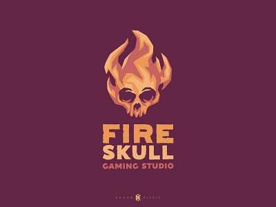 Fire Skull Gaming Studio branding burn dusan klepic fantasy fire flame games gaming logo rpg skull studio