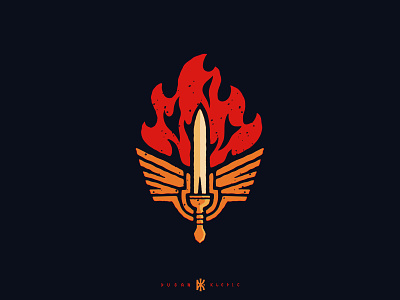 Emblem design banner dusan klepic fantasy fire game logo rome sword