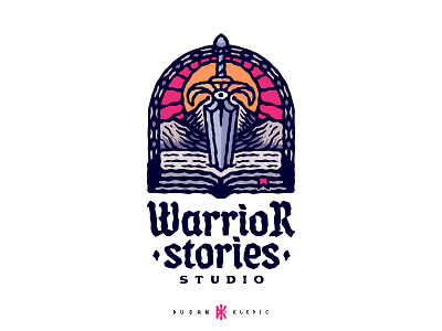 Warrior Stories Studio book branding dusan klepic fantasy game gaming logo story sword vintage warrior