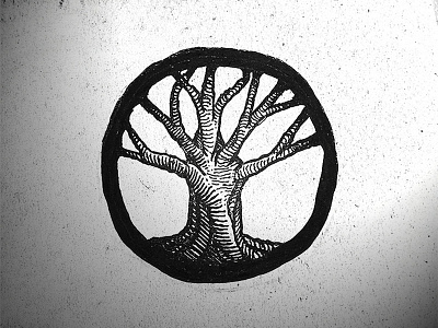 Tree WIP handmade linocut logo nature tree vintage wood