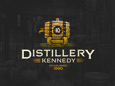 Distillery Kennedy alcohol barrel beverage distillery dusan klepic label luxury monogram vintage wooden