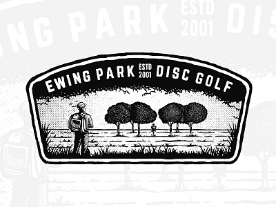Ewing Park Disc Golf activity disc golf dusan klepic ewing park forest illustration patch player scout sport vintage wildlife
