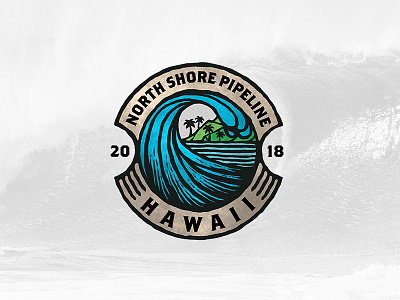 North Shore Pipeline hawaii island north shore pipeline ocean palm tree paradise patch sport sticker surfing