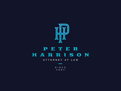 Peter Harrison Attorney At Law Monogram attorney branding history hp justice law firm logo luxury monogram protection tradition usa washington