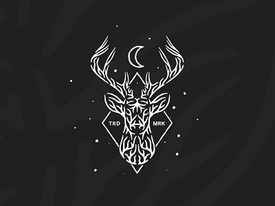 Eikthyrnir animal deer deer logo drawing dusan klepic history horns moon roots starfield stars tradition tree vintage wild