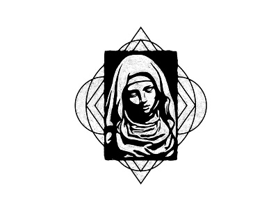 Innocence beautiful beauty blackandwhite faith geomtric god illustraion lady logo maiden negativespace nun praying secret woman