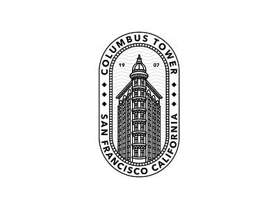 Columbus Tower architecture badge beautiful california columbus dusan klepic logo san francisco tower tradition usa vintage