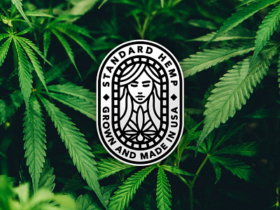 Standard Hemp - Grown And Made In USA badge branding cannabis hemp lady leaf line logo medical modern oil oregon relaxing usa vintage woman