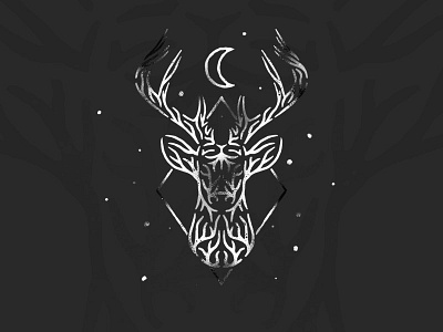 Deer animal deer deer logo dusan klepic forest geometic illustraion ipadpro logo moon nature procreate stag stars vintage wild