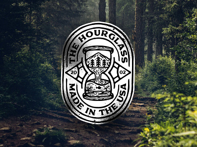 The Hourglass adventure branding dusan klepic hourglass life logo mountains nature outdoor river time tree vintage waterfall wild