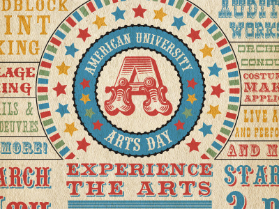 American University Arts Day Postcard Front american university arts day circus concept ornamental postcard texture