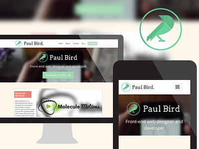 Dribble Debut bird logo mobile portfolio responsive website