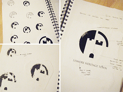 Sketches for Lismore Logo design drawing ideas logo notebook sketches thumbnail