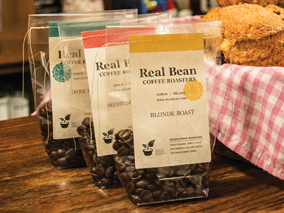Real Bean Taster Packs advertising coffee design hand drawn packaging plantable paper print real bean roasters taster pack