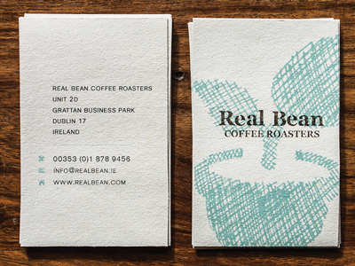 Real Bean Business Cards business cards coffee corporate suite design hand drawn icons print real bean roasters type typography