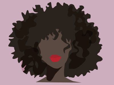 Curly Q girl illustration portrait vector