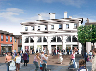 Penrith New Squares 3d 3d modelling architectural planning render town town hall