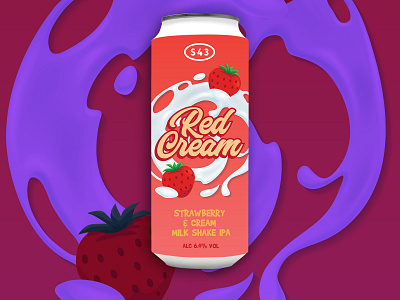 Red Cream Beer S43 Brewery beer beer art beer branding beer can beer label brewery can craft beer craftbeer cream creamy milkshake strawberries strawberry