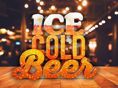 Ice cold beer 3d modeling rendering typography