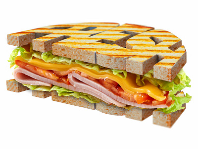 3d Sandwich 3d modeling rendering typogaphy