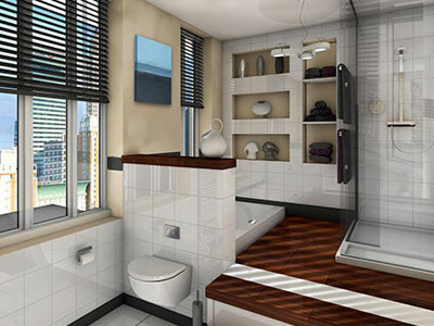 3D Bathroom interior render 3d modeling rendering