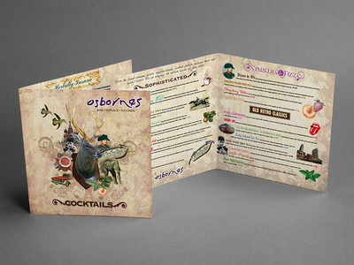 Osbornes cocktail menu menu card menu design bar branding list drinks cocktail bar menu graphic design