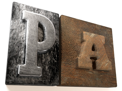 Metal and wood type 3D render