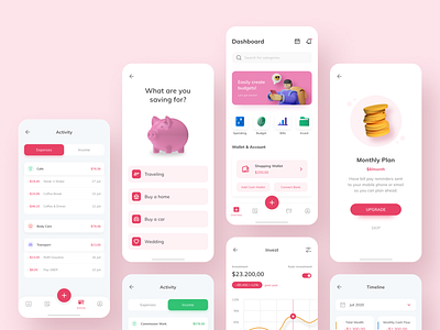 Money Management App 3d android bank budgeting card clean daily ui dashboard invest ios mobile money money management okoslam payments stats wallet