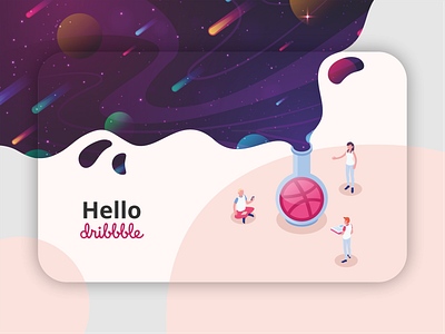 Hello Dribbble! design dribbble first shot galaxy hello dribbble illustration space vector