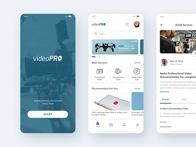 VideoPRO App - Marketplace for Video Services app app design daily ui dailyui design dribbble figma marketplace mobile ui uiux video