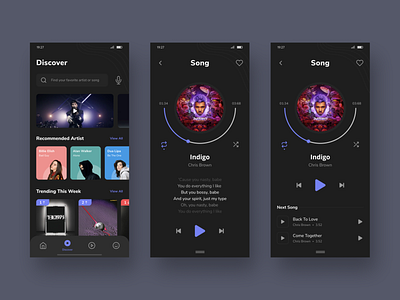 Music Player App #2 album app app design card daily ui dark mode dribbble mobile music music app music player okoslam podcast song streaming ui design