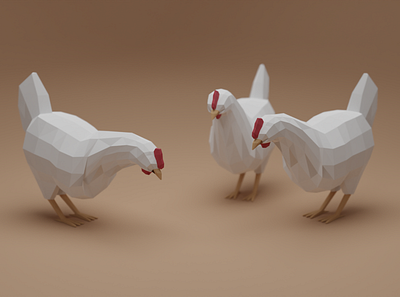 Chickens 3d blender characterdesign chicken low poly lowpoly