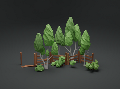 Game assets. 3d 3dsmax bushes fences game gameasset leveldesign low poly lowpoly trees