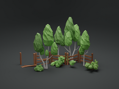 Game assets. 3d 3dsmax bushes fences game gameasset leveldesign low poly lowpoly trees