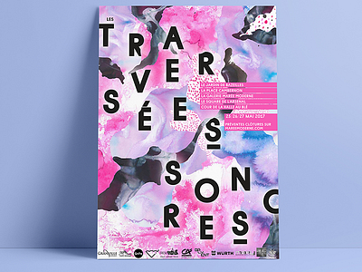 Poster festival " Les Traversées Sonores" design illustration typography