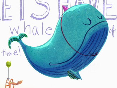 Whale of a Time animal cartoon digital idiom illustration painting whale