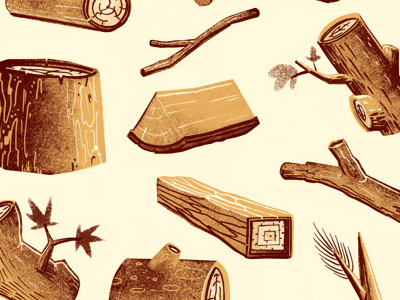 Logs digital illustration logs painting pattern wood