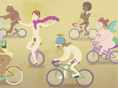 Journey- Still frame animation bike illustration naked bike ride pacific northwest portland