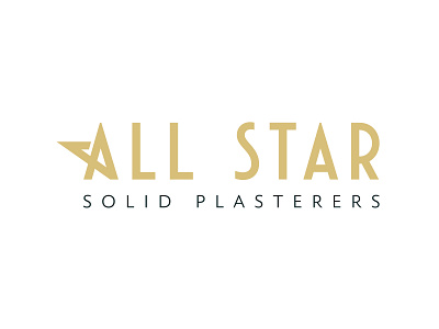 A + Star Logo Design - All Star Plasterers a branding clean clever condensed font contractor flat gold logo minimal plaster star